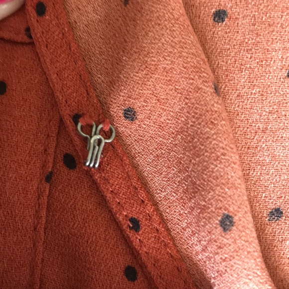 Orange and black polka dot wrap longsleeve blouse - Picture 4 of 5